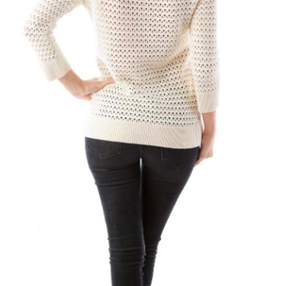 ANN TAYLOR LOFT Beige Chunky Knit Net Sweater SMALL - Picture 3 of 7